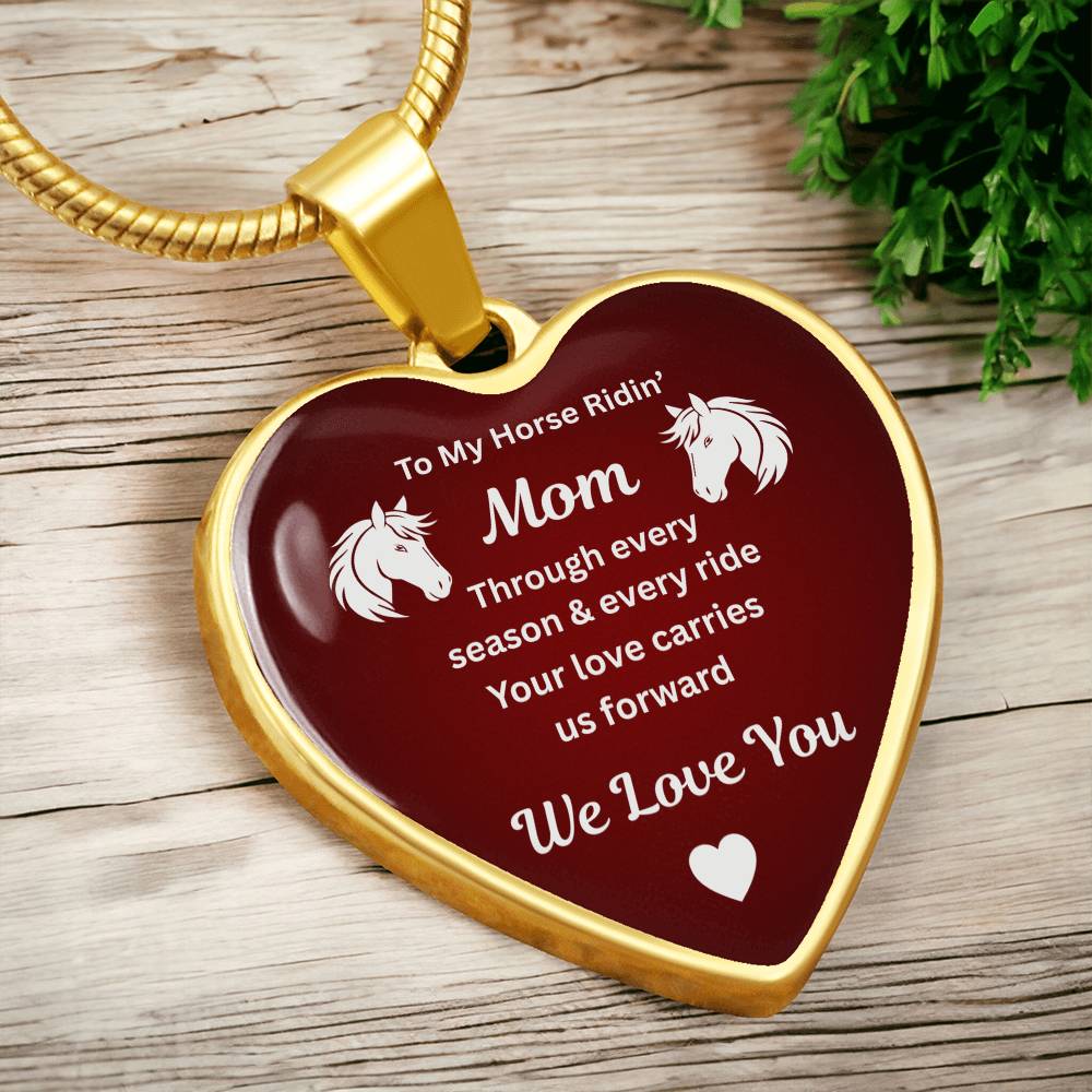 Horse Ridin Mom Heart Pendant Necklace – view 2