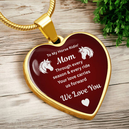Horse Ridin Mom Heart Pendant Necklace – view 2