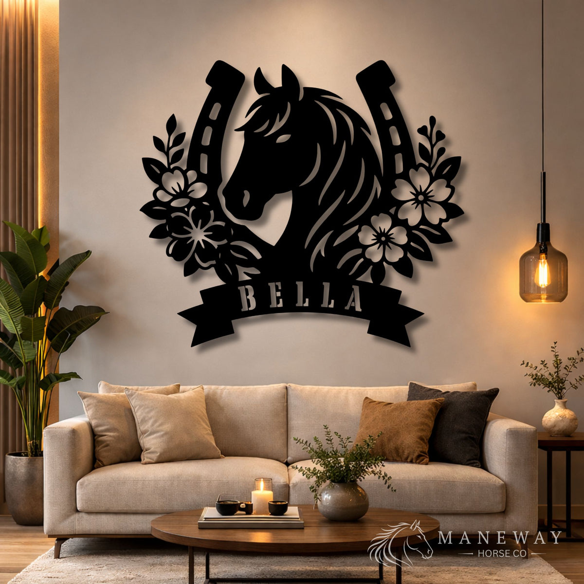 Floral Horseshoe Personalized Stall Sign – view 4
