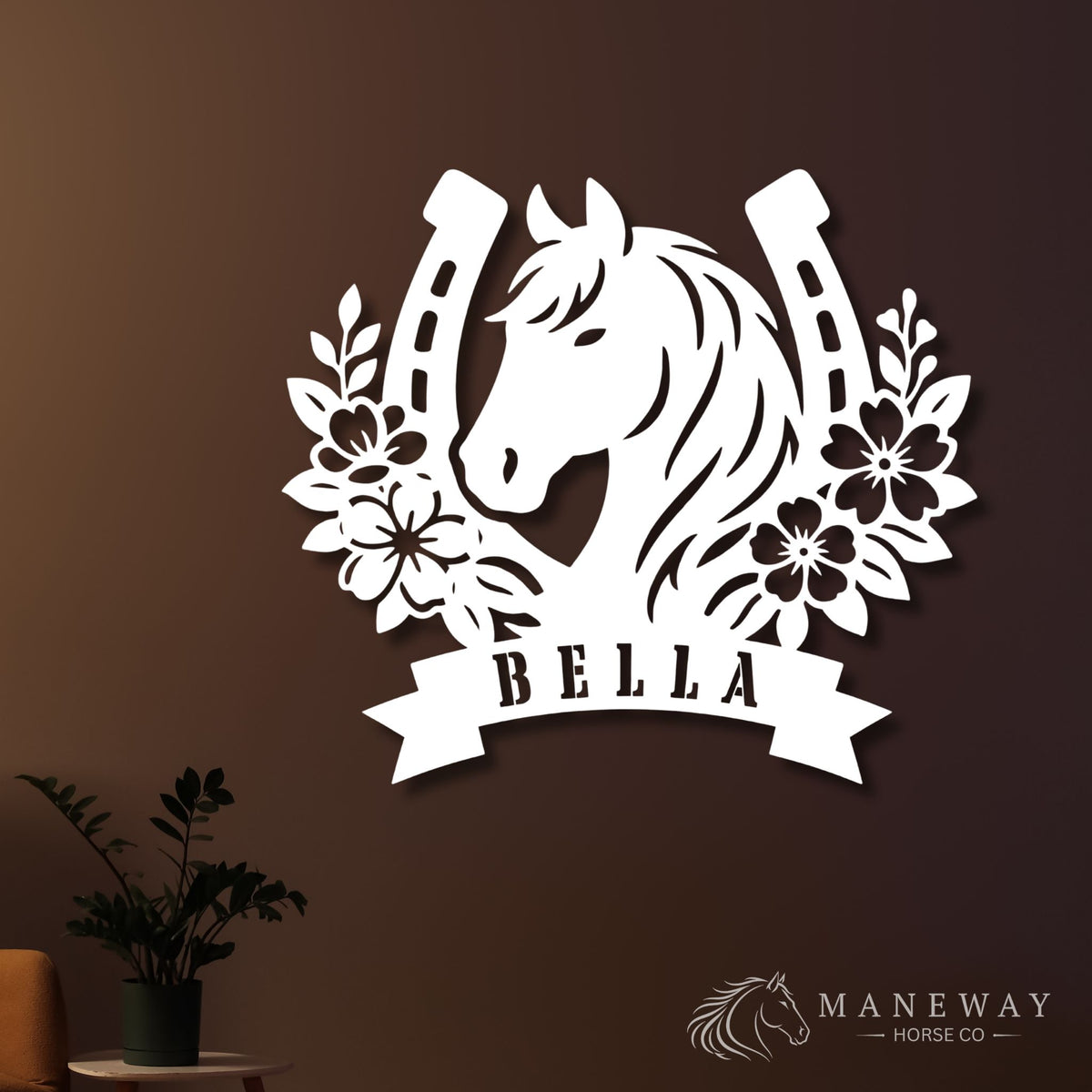 Floral Horseshoe Personalized Stall Sign – view 7