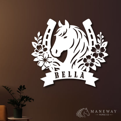 Floral Horseshoe Personalized Stall Sign – view 7