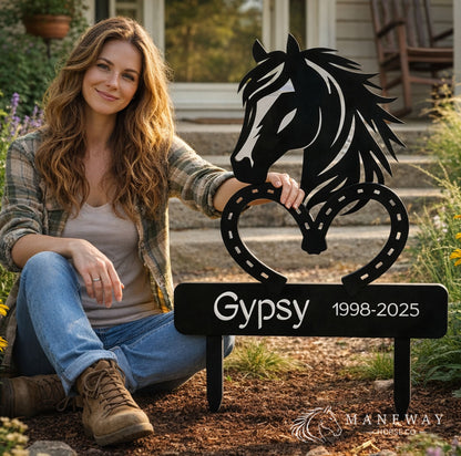 Horse Memorial Heart-Shaped Metal Sign – view 2