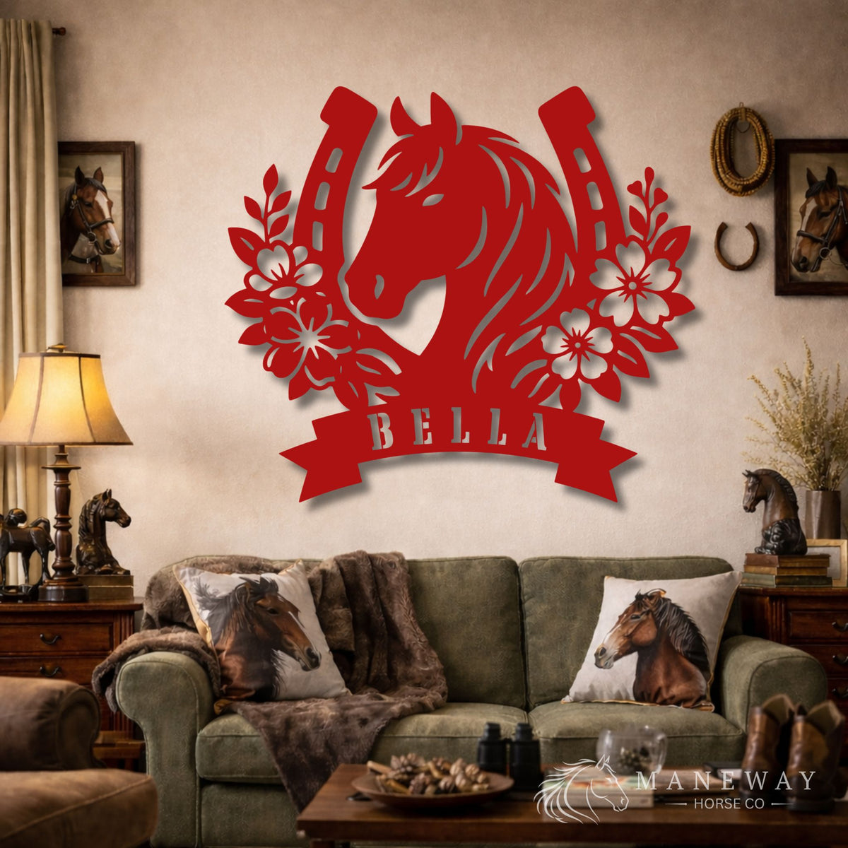 Floral Horseshoe Personalized Stall Sign – view 6