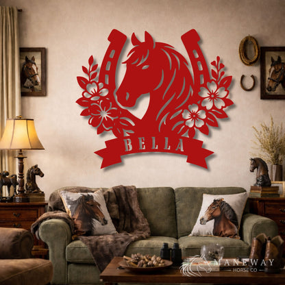 Floral Horseshoe Personalized Stall Sign – view 6