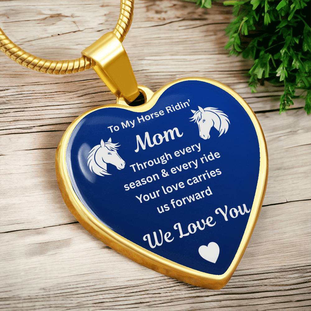 Horse Ridin Mom Heart-Shaped Necklace – view 3