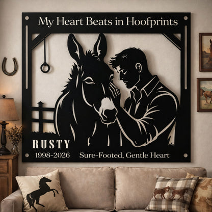 Hoofprints Mule Memorial Metal Stall Sign