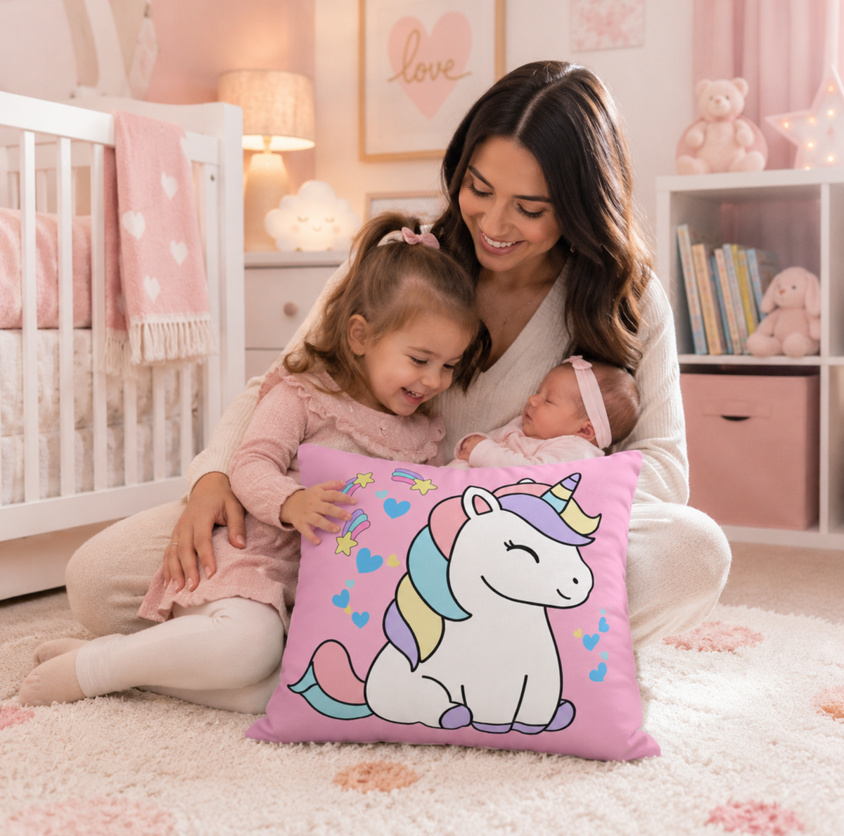 Sleepy Pastel Unicorn Throw Pillowcase