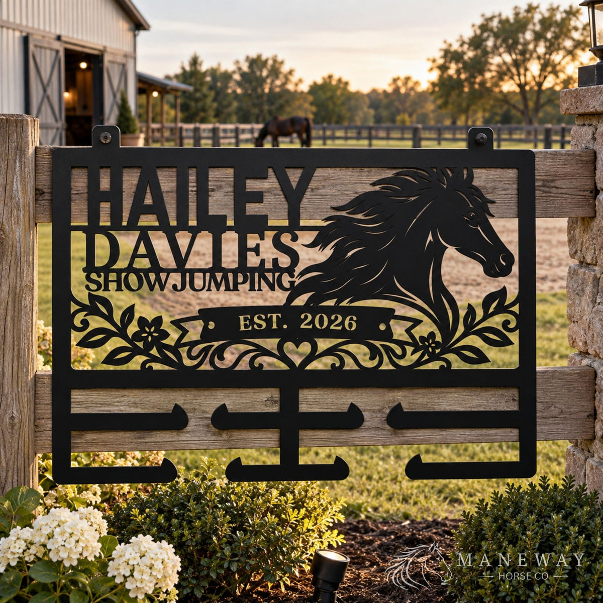 Personalized Equestrian Ribbon Holder Metal Sign