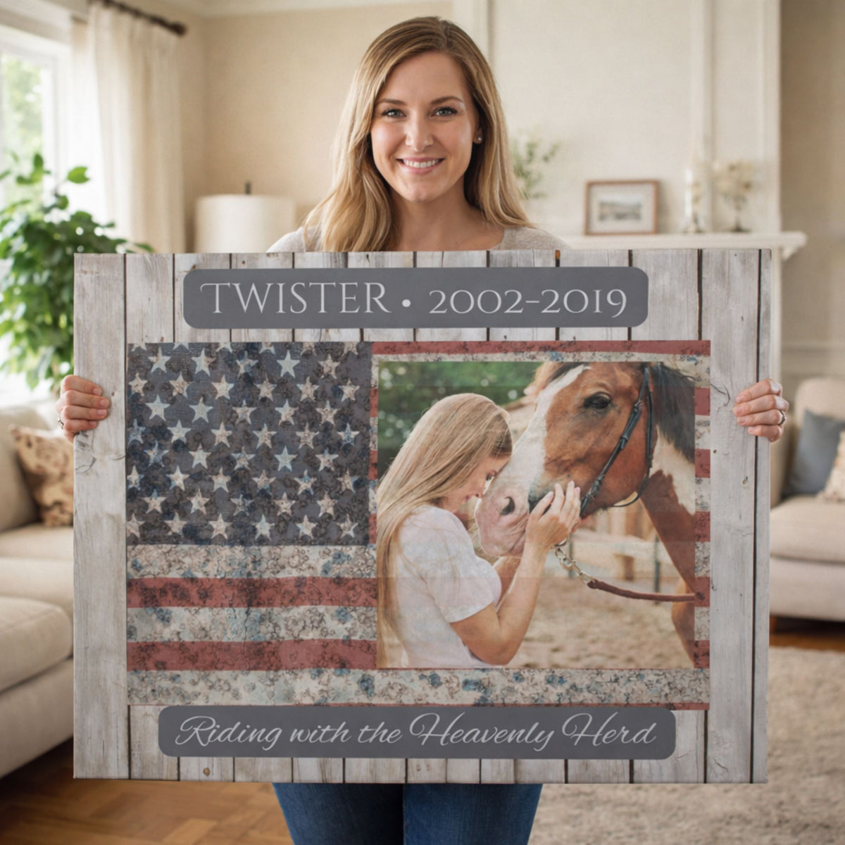 Heavenly Herd Flag Horse Memorial Canvas – view 3
