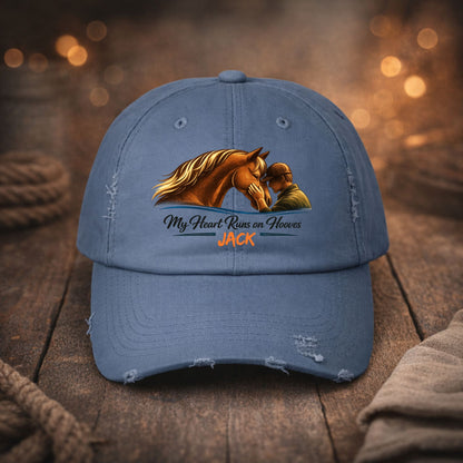 Heart Runs on Hooves Personalized Distressed Cap – view 3