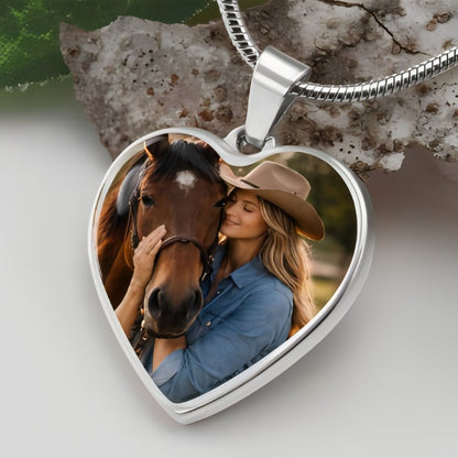 Fly Free Horse Photo Heart Necklace – view 3