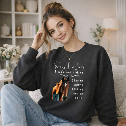 Sorry I'm Late Horse Riding Sweatshirt – view 6