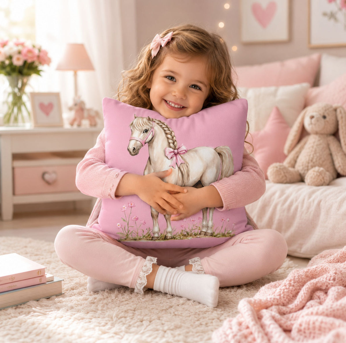 Pink Pony Throw Pillow