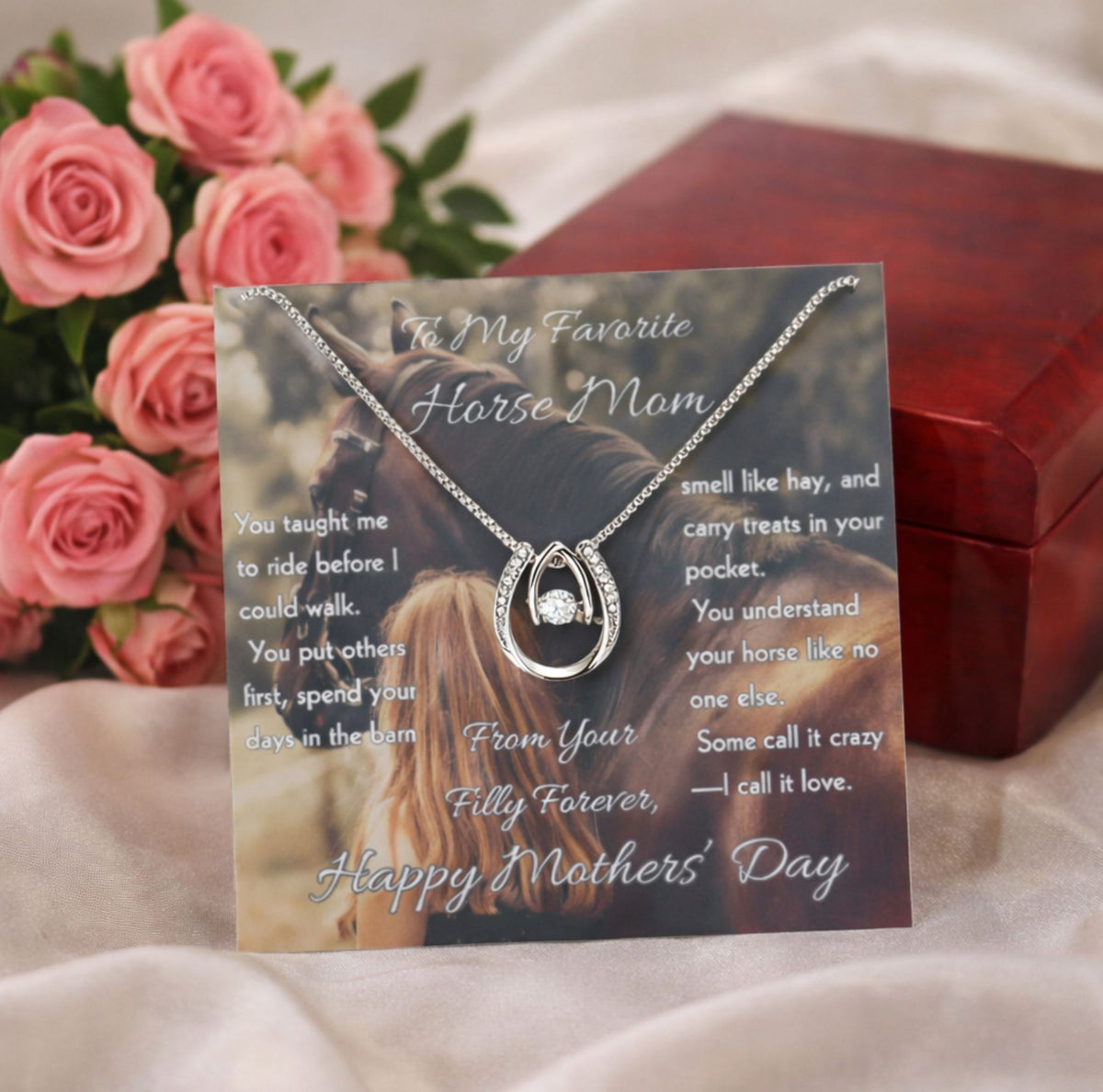 Favorite Horse Mom Horseshoe Necklace – view 3