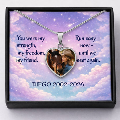 Run Easy Horse Photo Heart Necklace – view 3