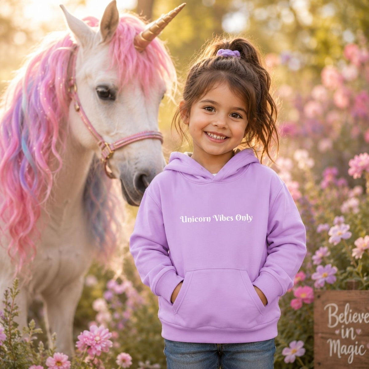 Unicorn Vibes Only Kids’ Hoodie