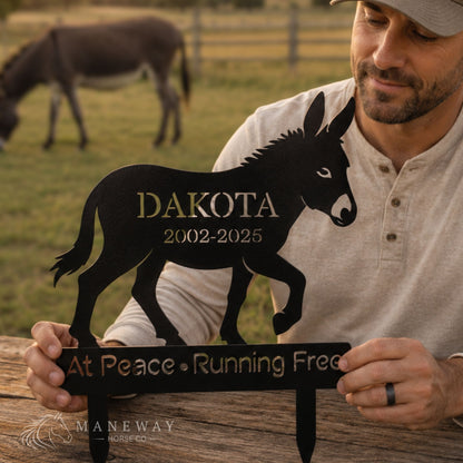 Walking Donkey Memorial Metal Garden Sign