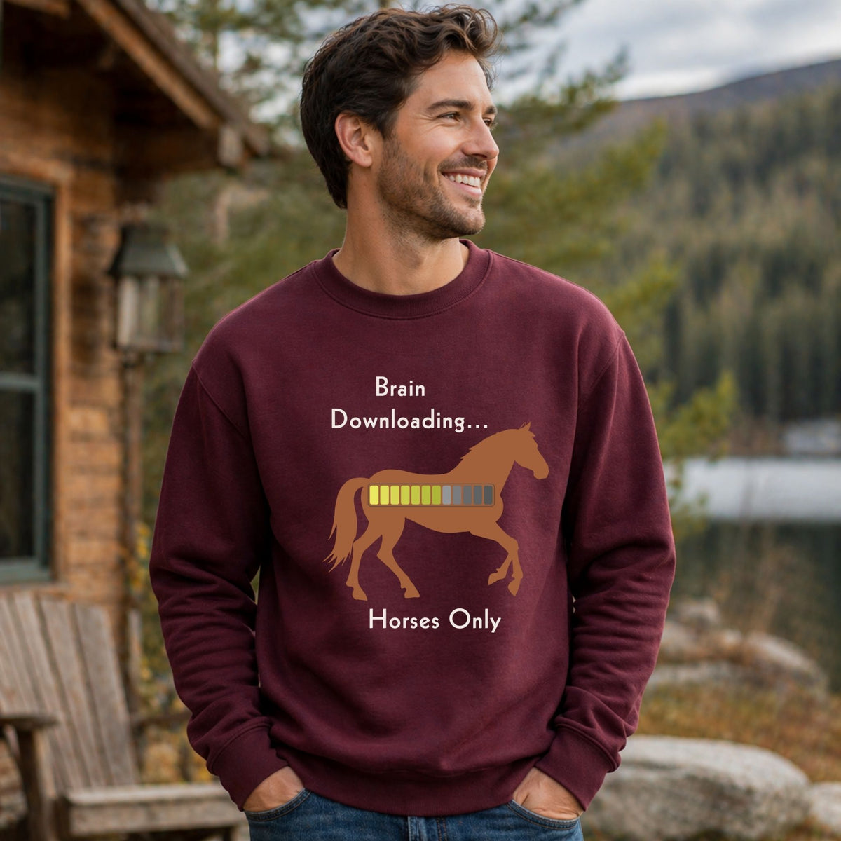 Brain Downloading Horses Sweatshirt – view 3
