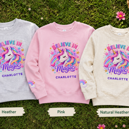 Believe in Magic Personalized Unicorn Sweatshirt