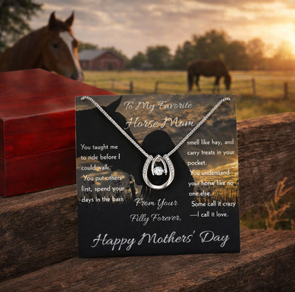 Special Horse Mom Horseshoe Necklace – view 3