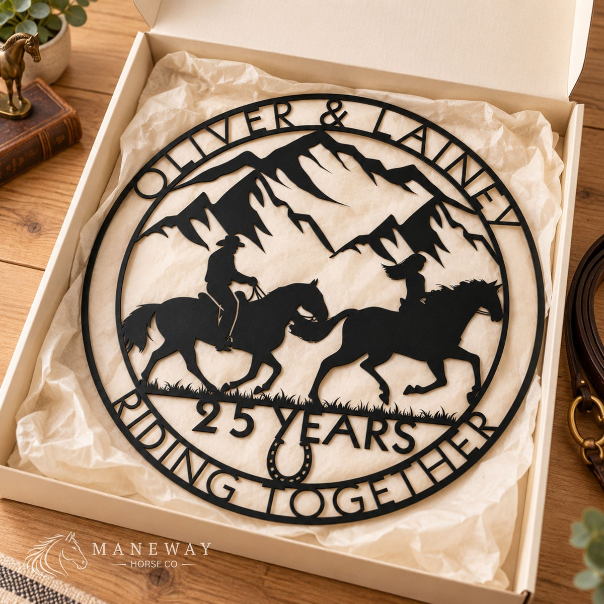 Horse Couple 25 Years Metal Sign