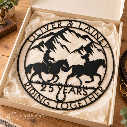 Horse Couple 25 Years Metal Sign