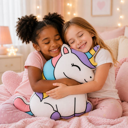 Rainbow Magical Unicorn Shaped Pillow