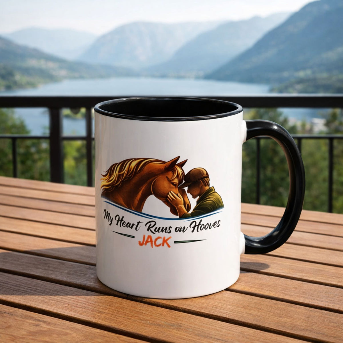 Heart Runs on Hooves Male Two-Tone Mug – view 3