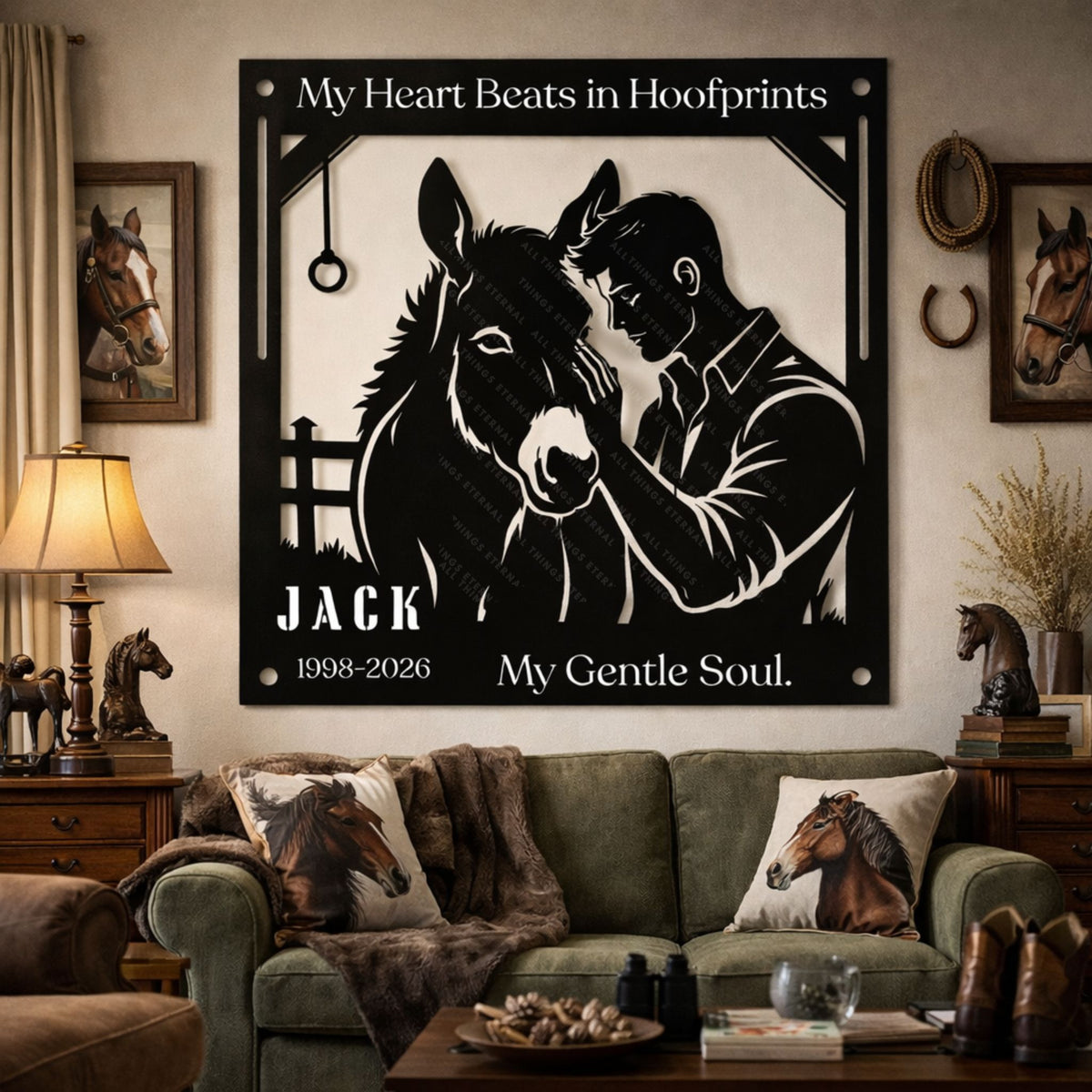 Heart Beats in Hoofprints Donkey Sign – view 5