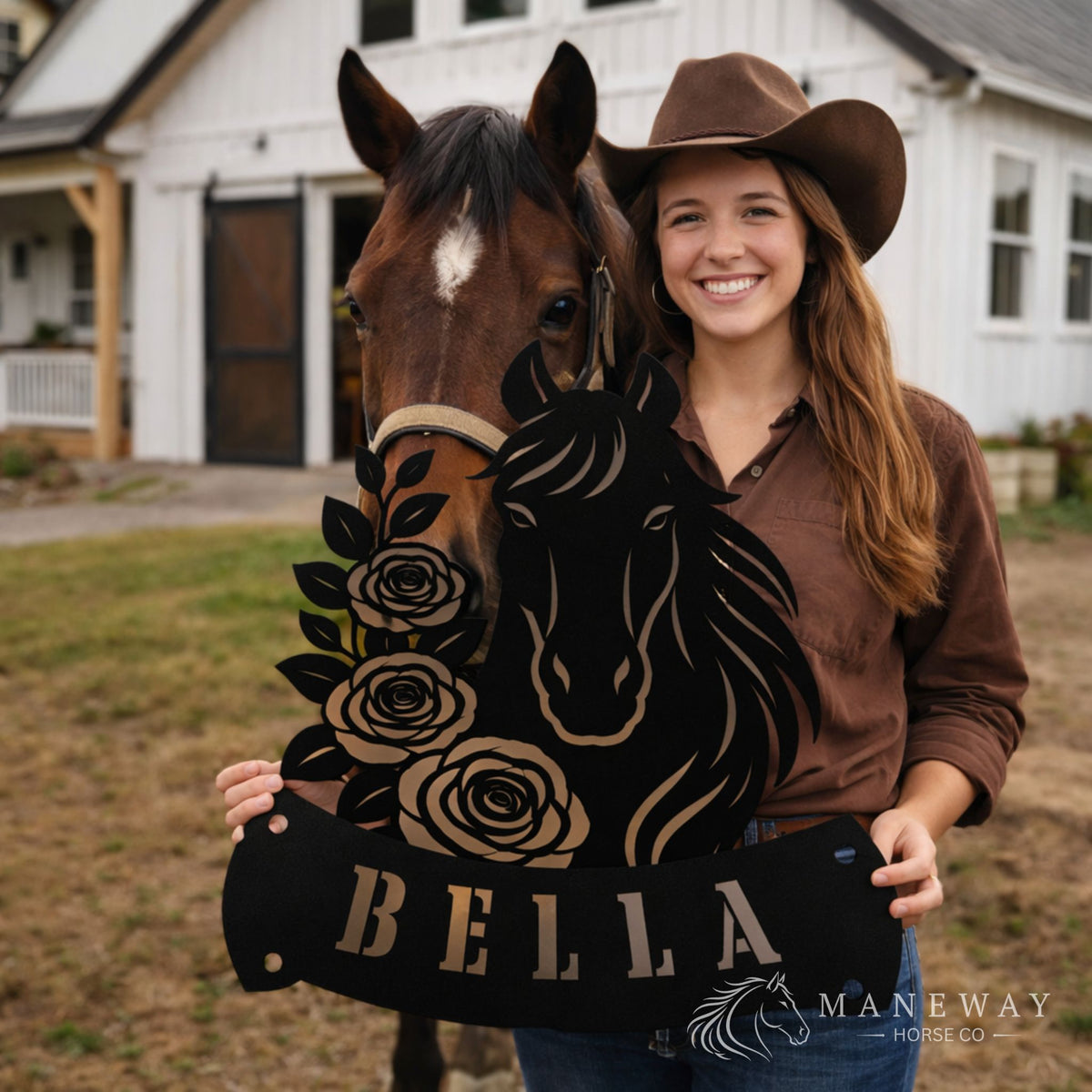 Bella Horse Floral Memorial Stall Sign – view 2