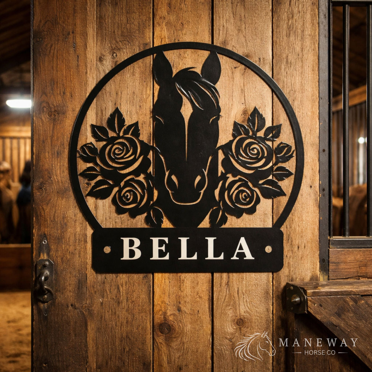Round Floral Horse Barn Wall Decor Sign – view 5