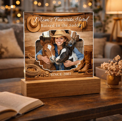 Mom's Favorite Herd Raised in the Saddle Photo Plaque – Personalized Gift for Horse Lovers – view 3