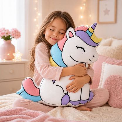 Rainbow Magical Unicorn Shaped Pillow