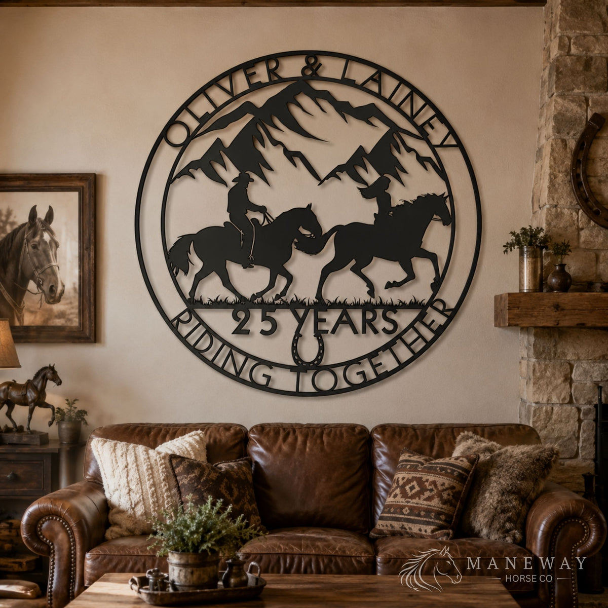 Horse Couple 25 Years Metal Sign