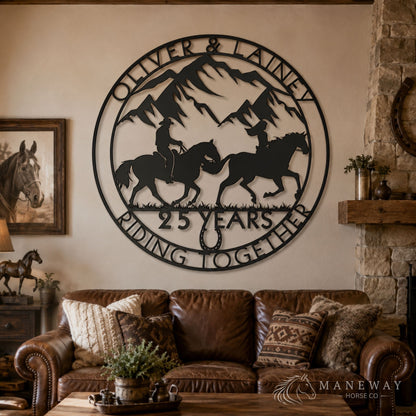 Horse Couple 25 Years Metal Sign