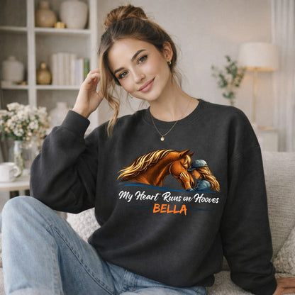 Personalized Heart Runs on Hooves Sweatshirt – view 3