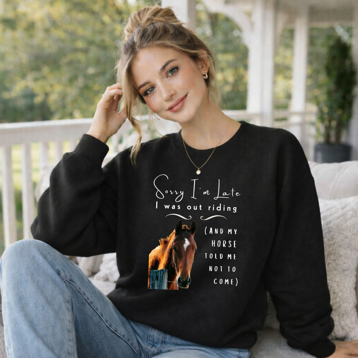 Sorry I'm Late Horse Riding Sweatshirt – view 10
