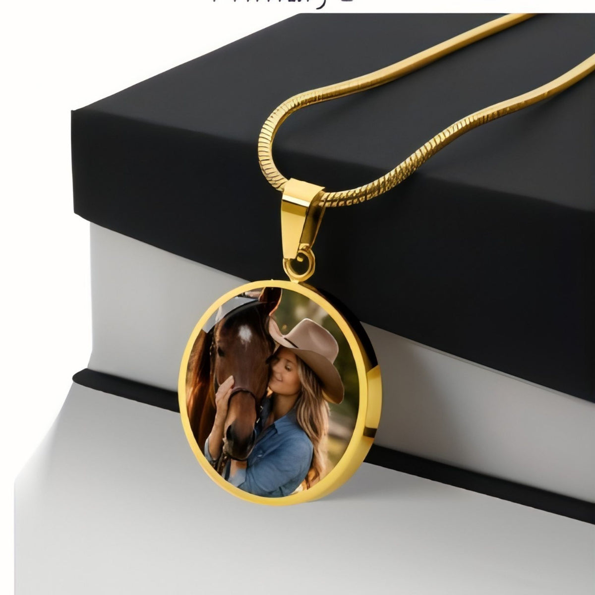 Personalized Horse Memorial Photo Circle Necklace – Remembrance Gift for Horse Lovers – view 4