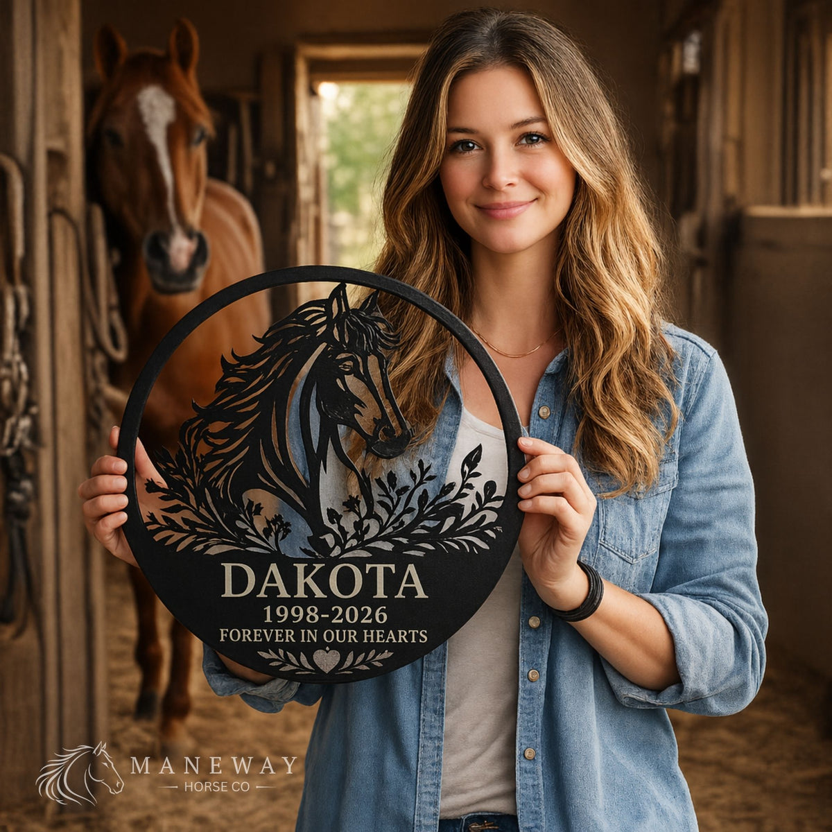 Forever Round Metal Memorial Stall Sign – view 4