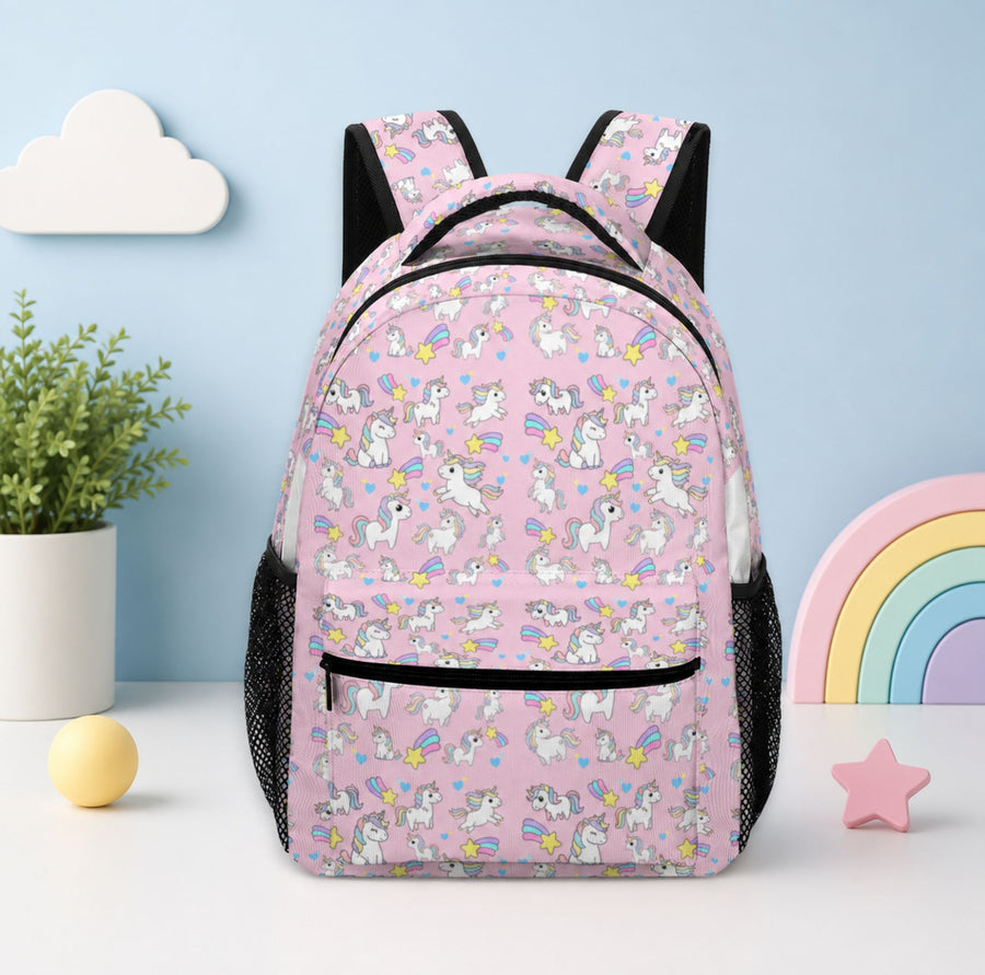Pastel Unicorn Kids’ Backpack — Black Trim