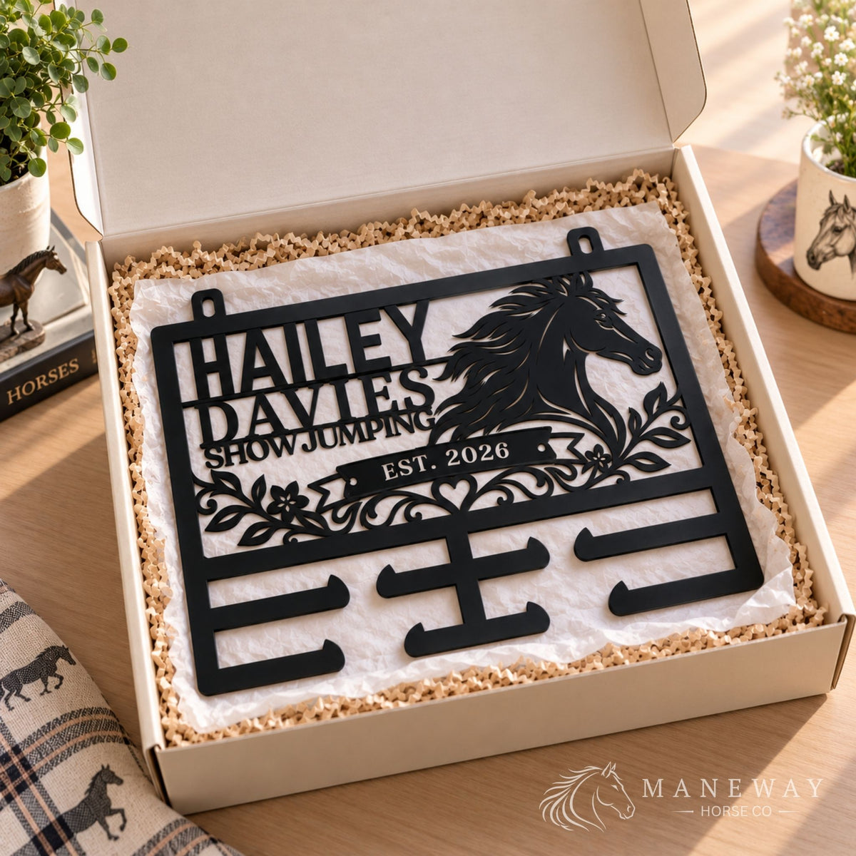 Personalized Equestrian Ribbon Holder Metal Sign