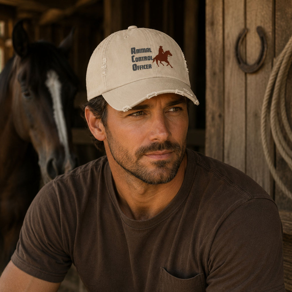 Animal Control Officer Horse Distressed Cap – view 2