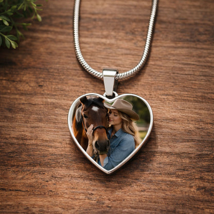 Fly Free Horse Photo Heart Necklace – view 4