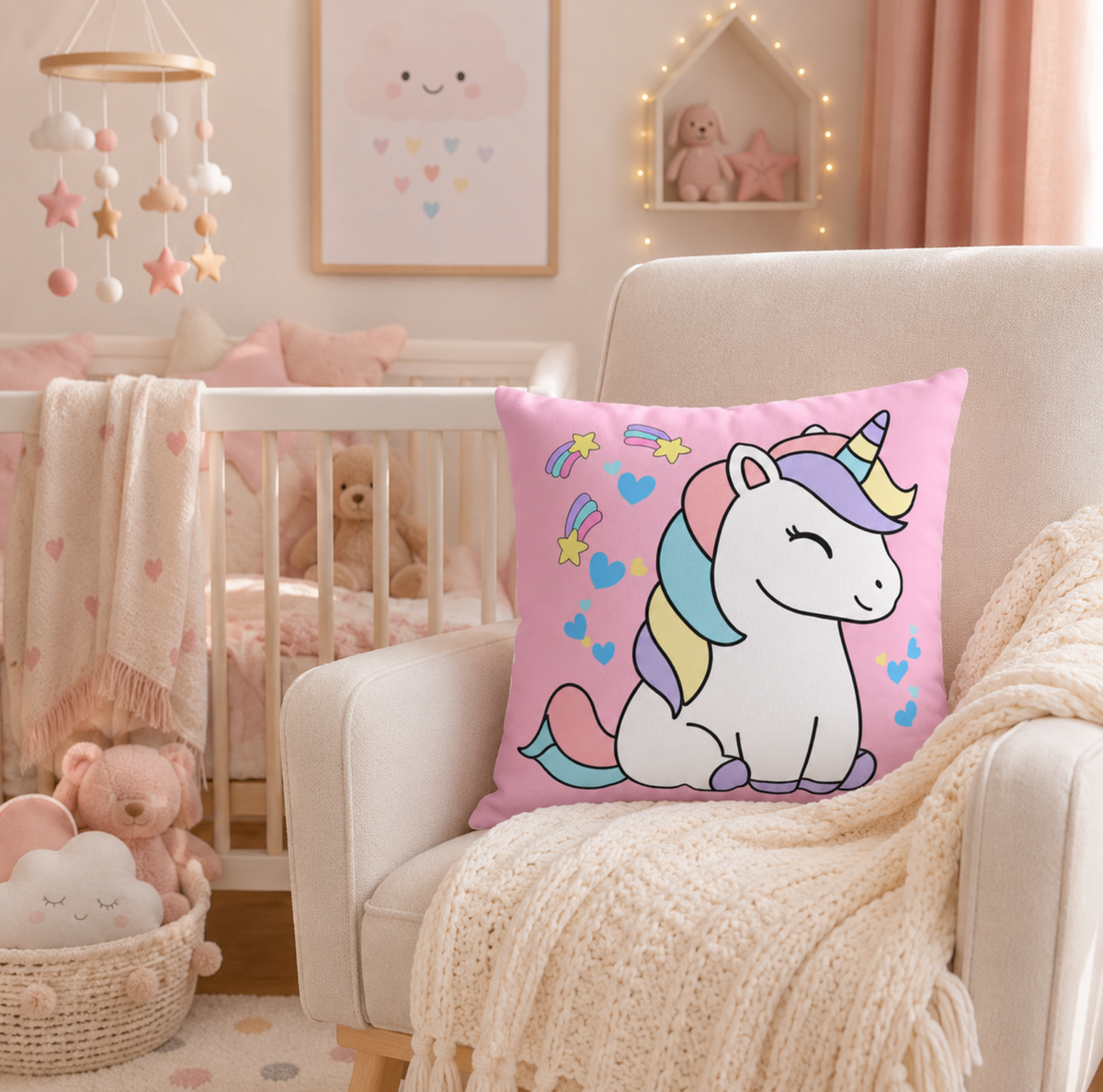 Sleepy Pastel Unicorn Throw Pillowcase