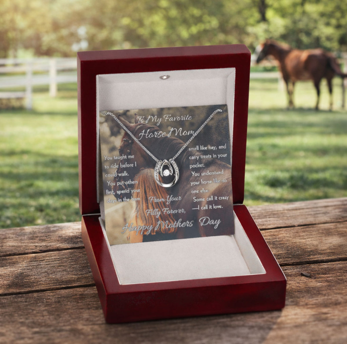 Favorite Horse Mom Horseshoe Necklace – view 4