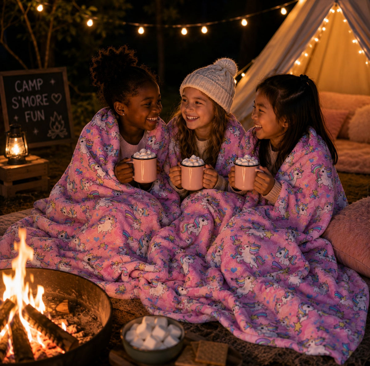 Pink Unicorn Velveteen Plush  Blanket