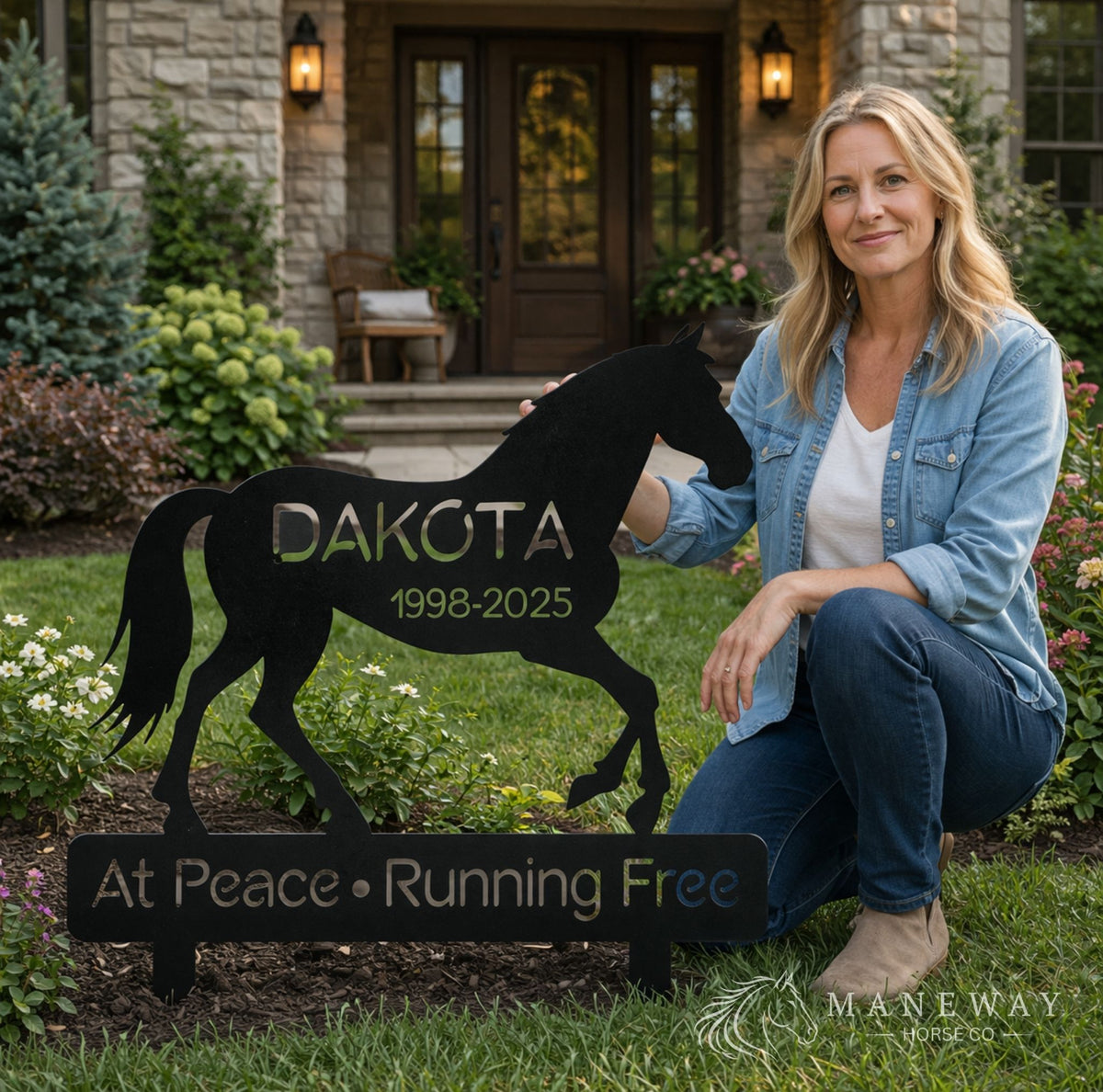 Dakota Running Free Horse Memorial Garden Sign