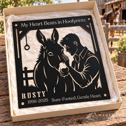 Hoofprints Mule Memorial Metal Stall Sign – view 4