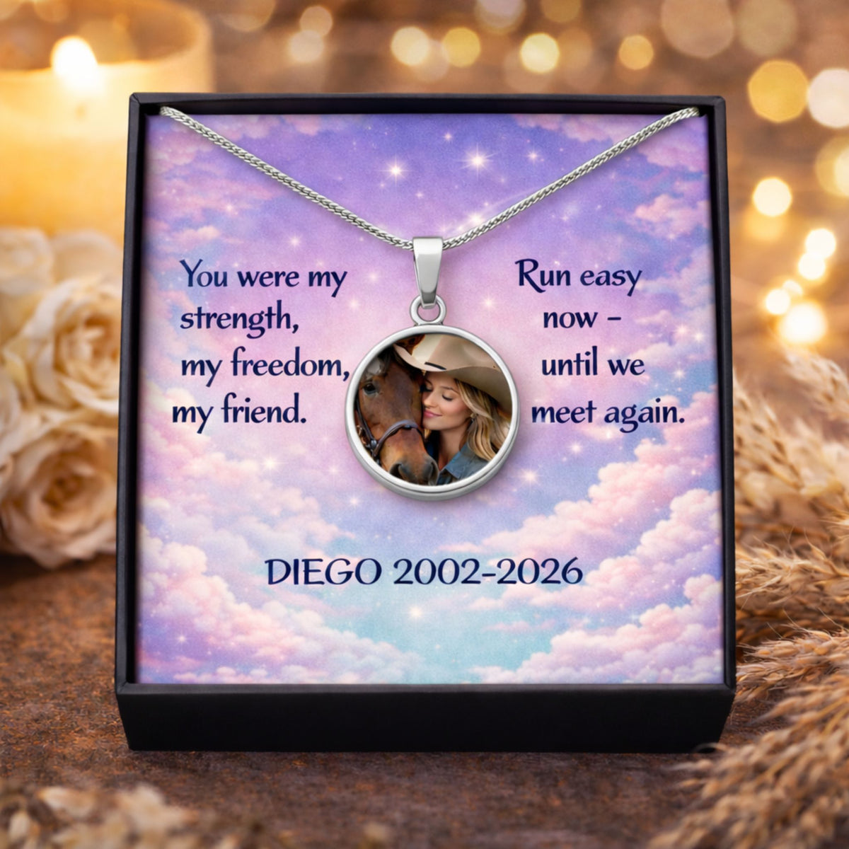 Run Easy Horse Photo Round Necklace – view 4