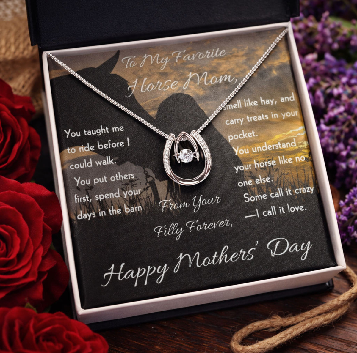 Special Horse Mom Horseshoe Necklace – view 6